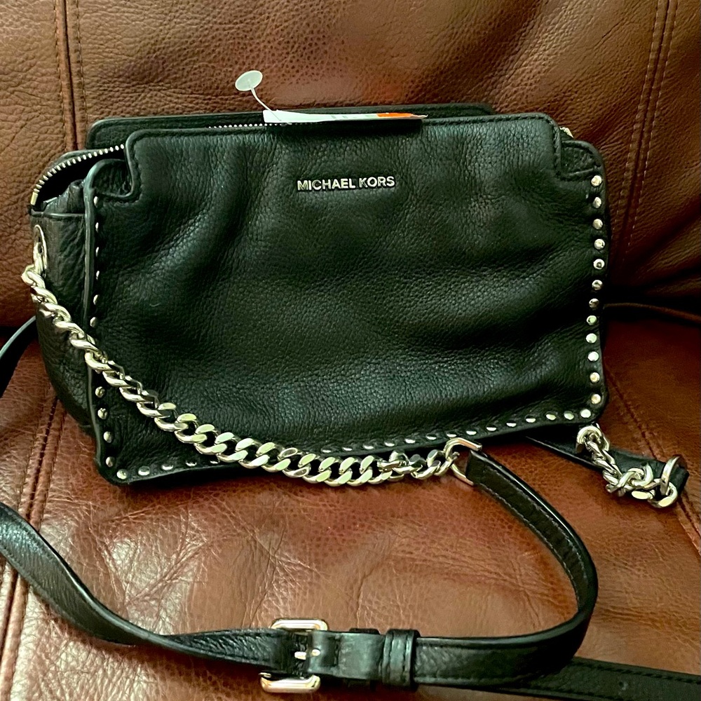 Michael Kors black leather should bag - like new!